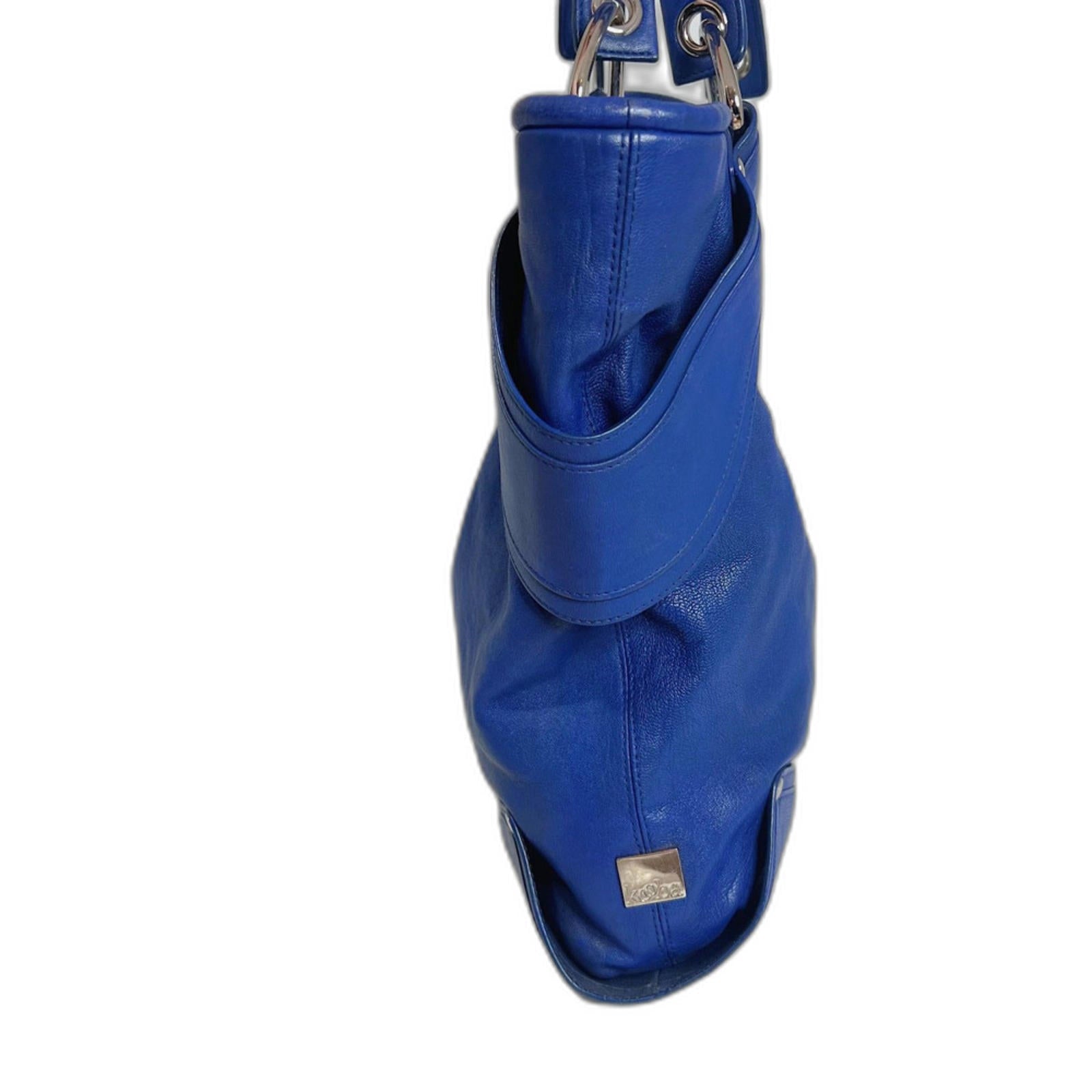 RARE y2k Vintage Kooba Royal Blue Leather Shoulder Bag Handbag Silver Accents