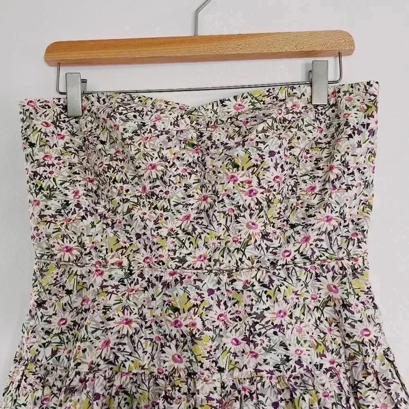 Y2K J Crew Strapless Ruffle Tiered Mini Dress Coquette Boho Chic Women's Size 6
