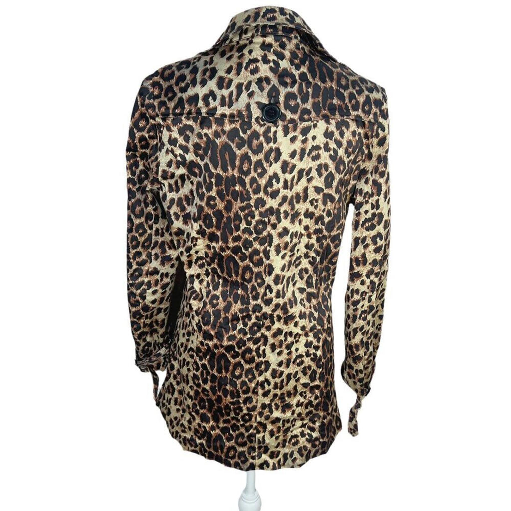 Vertigo Paris Leopard Print Trench Coat Jacket Animal Print Women's Size M
