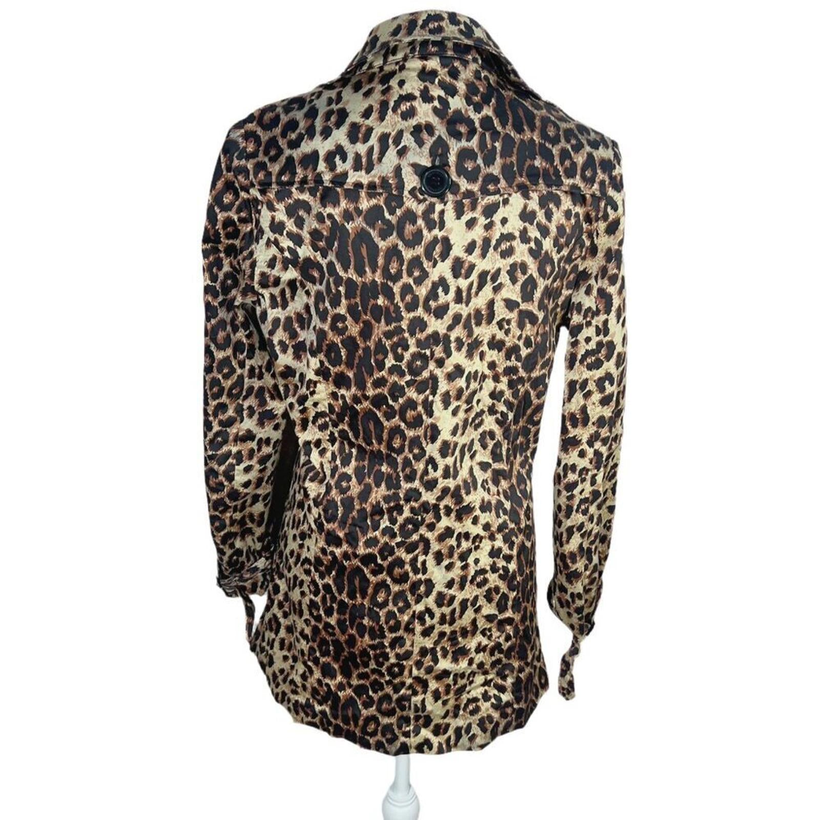 Vertigo Paris Leopard Print Trench Coat Jacket Animal Print Women's Size M