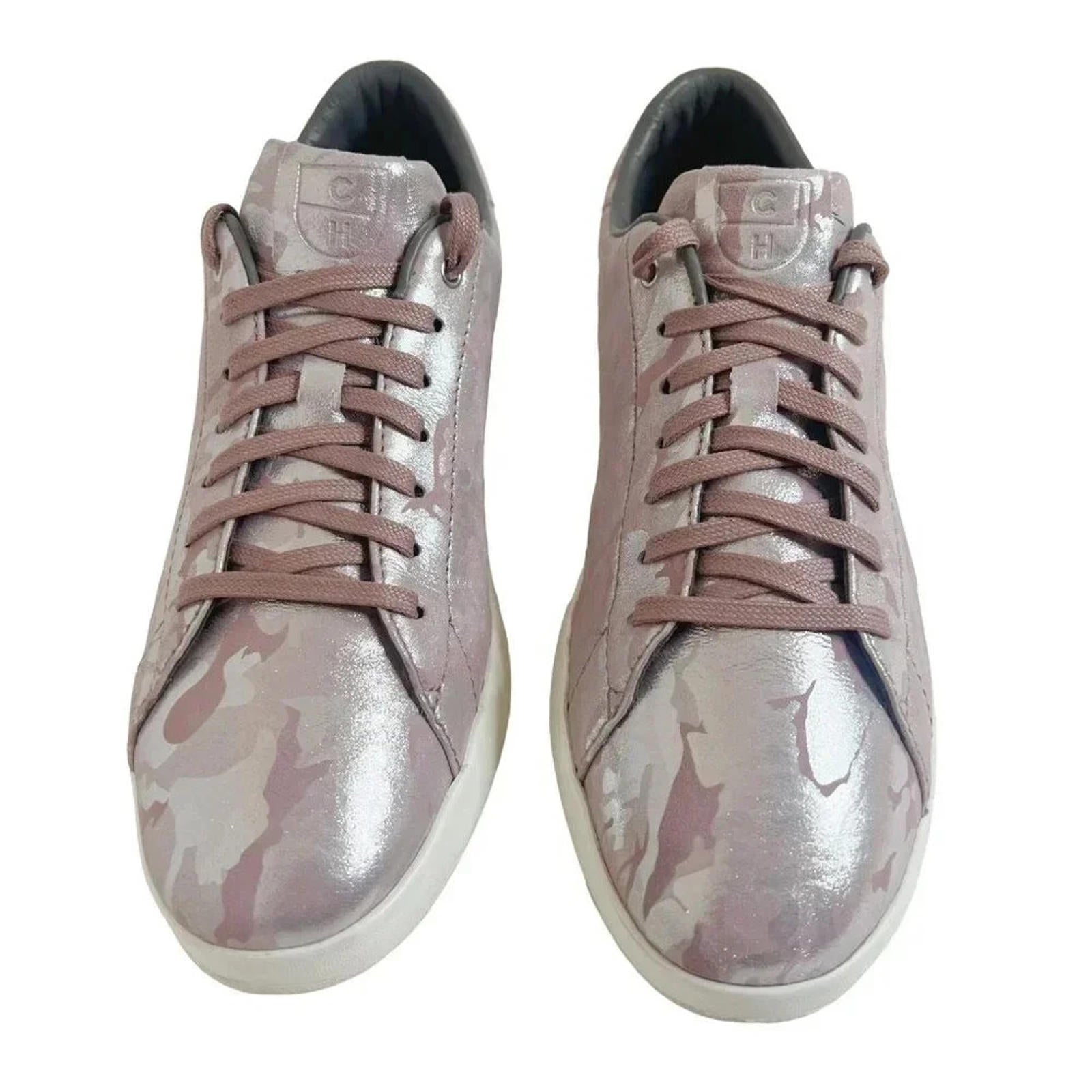 Cole Haan Grandpro Tennis Shoe Pink Metallic Camo Leather Women's Size 10