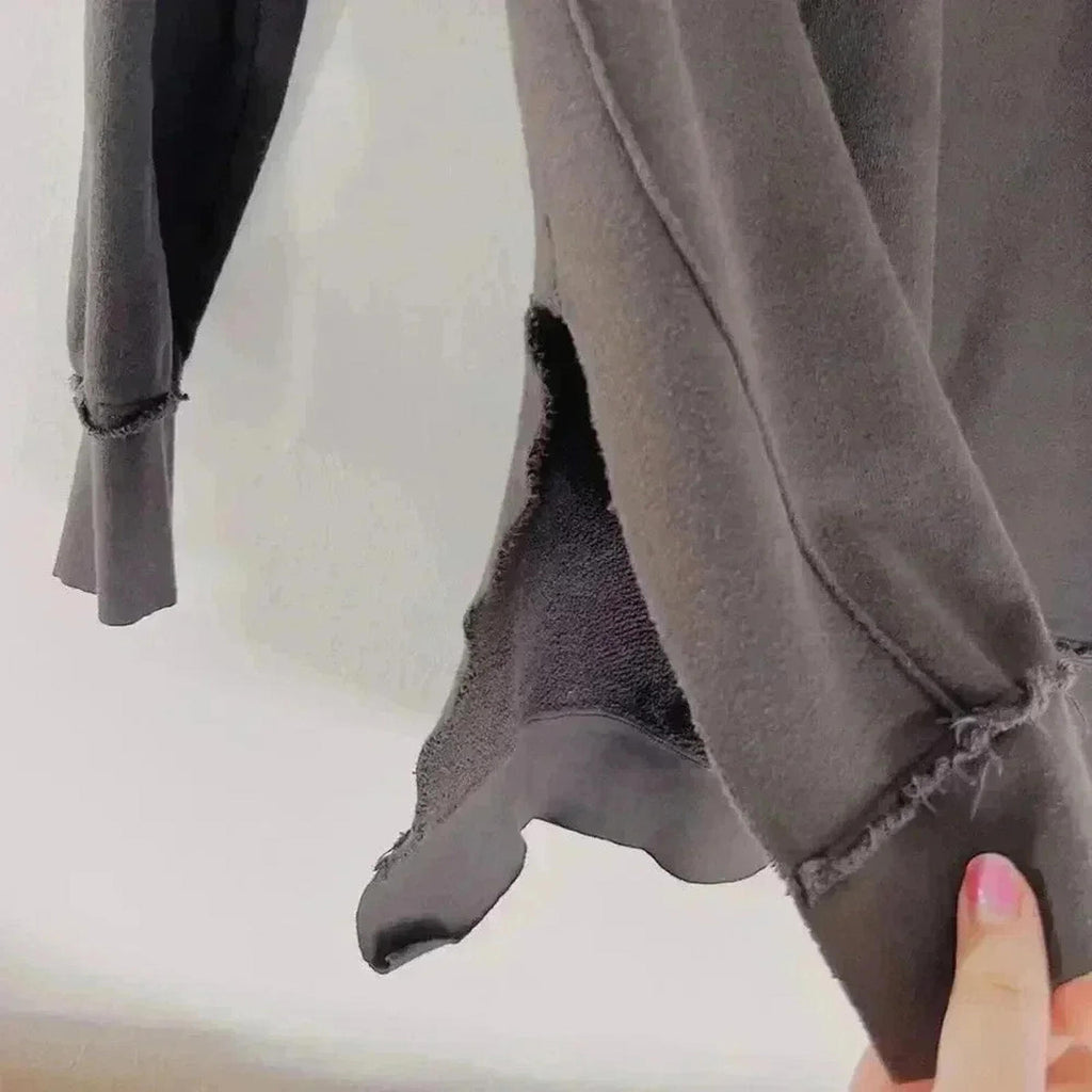 Sol Angeles Charcoal Terrycloth Crewneck Sweatshirt Women's Size L Loungewear