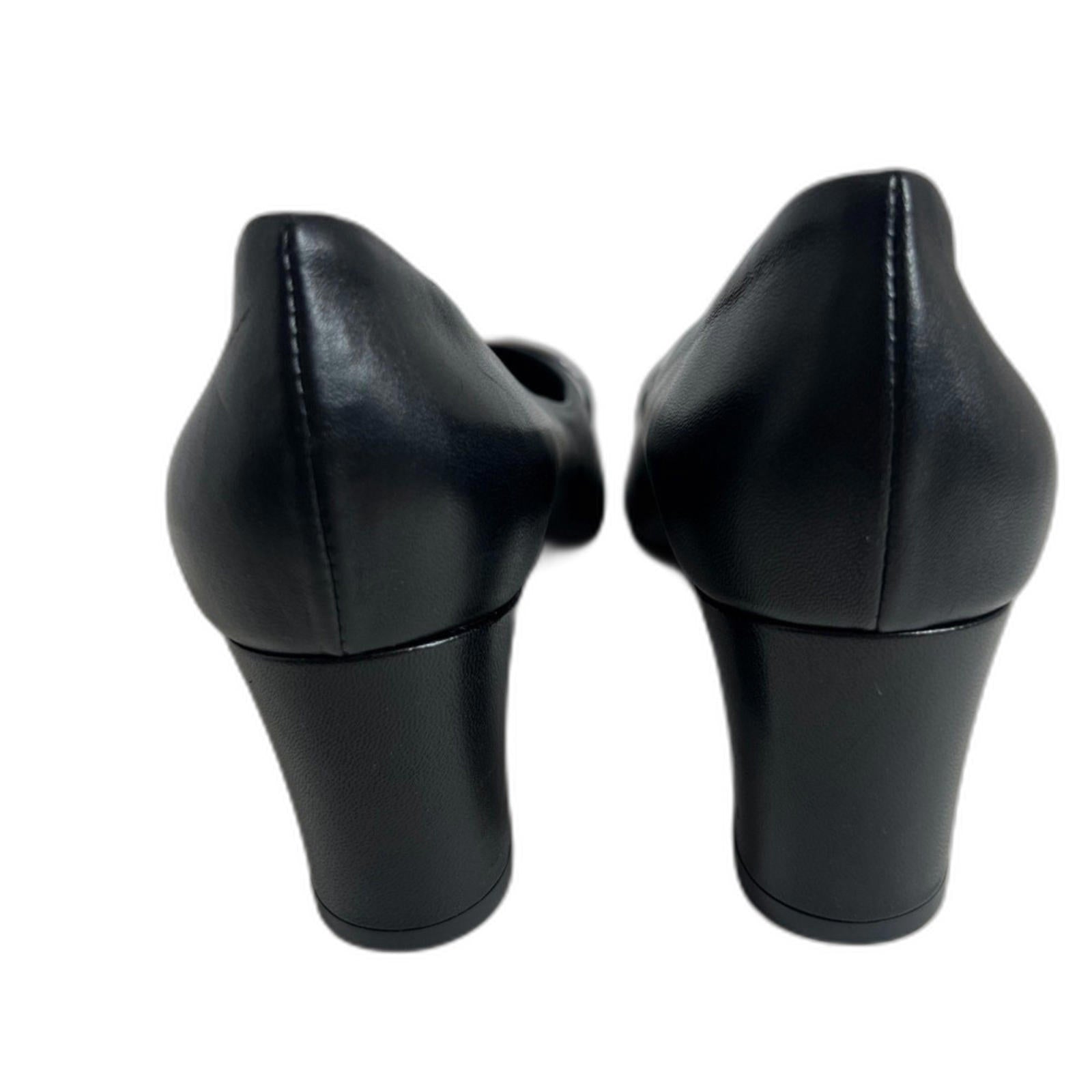 NWOT AGL Attilio Giusti Leombruni Black Leather Pointed Toe Heels Size