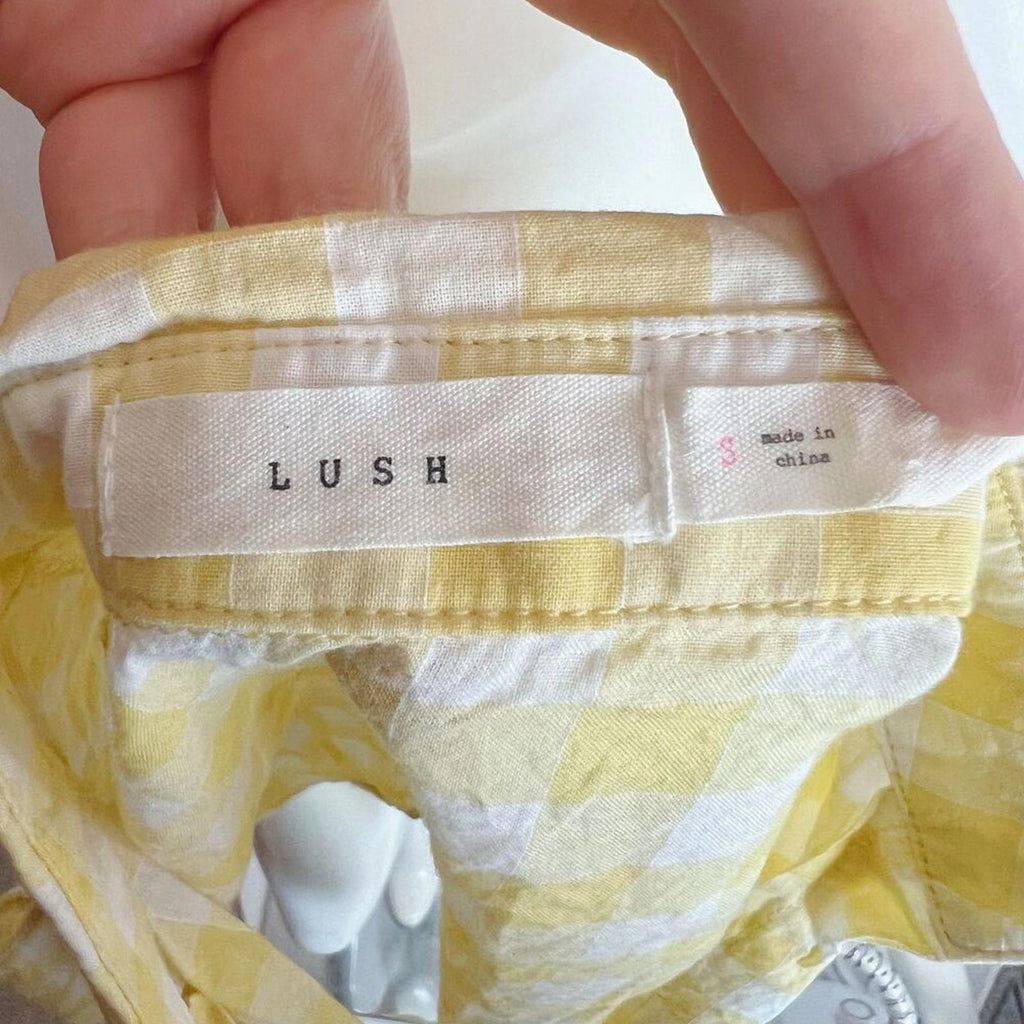 Lush Nordstrom Yellow Gingham Tank Top Tied Cropped Coquette Summer Size S