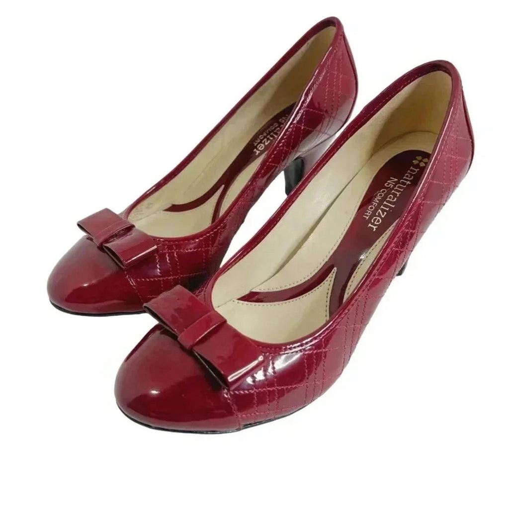 Naturalizer Brazen Red Quilted Patent Leather Heels Pumps Women's Size 5.5
