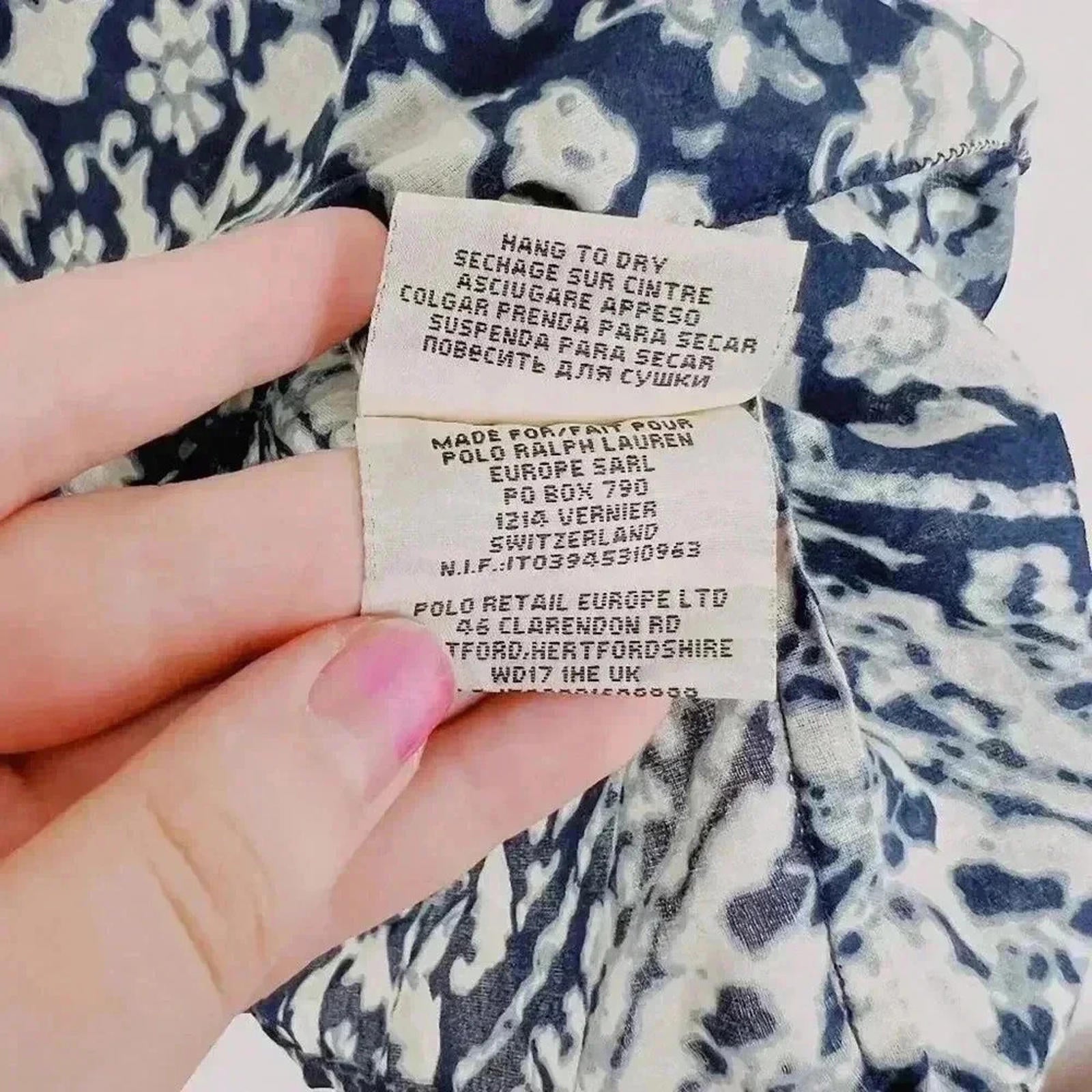 Ralph Lauren Denim & Supply Blue White V Neck Blouse Bohemian Western Size S