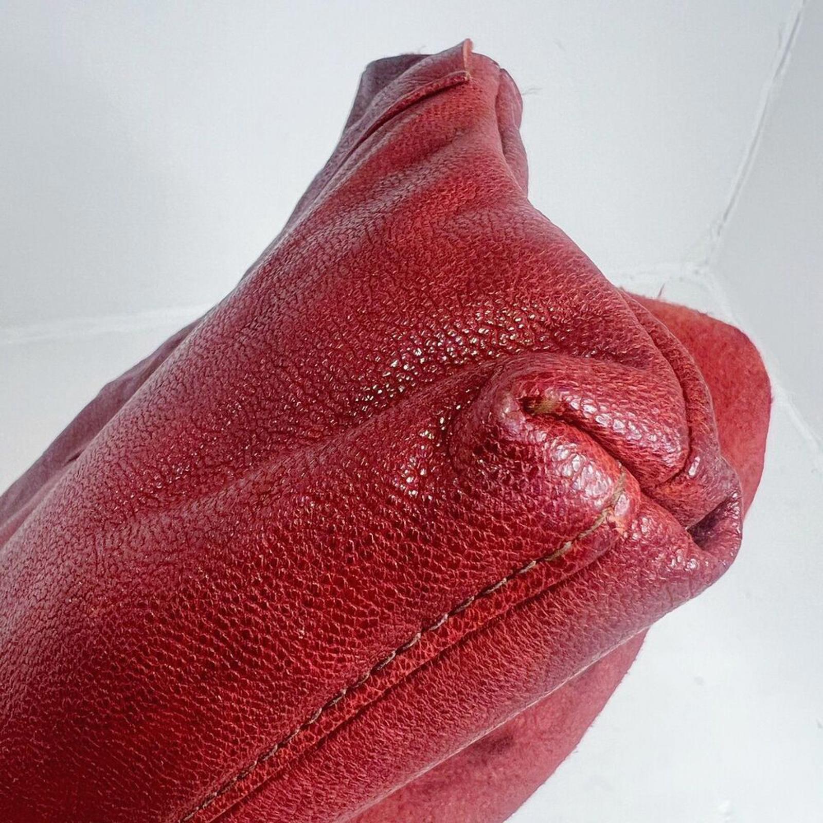 RARE Vintage Susan Farber Dark Red Leather Bow Crossbody Bag Purse Coquette