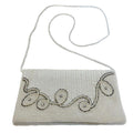 Vintage 80s La Regale White Beaded Evening Bag Clutch Structured