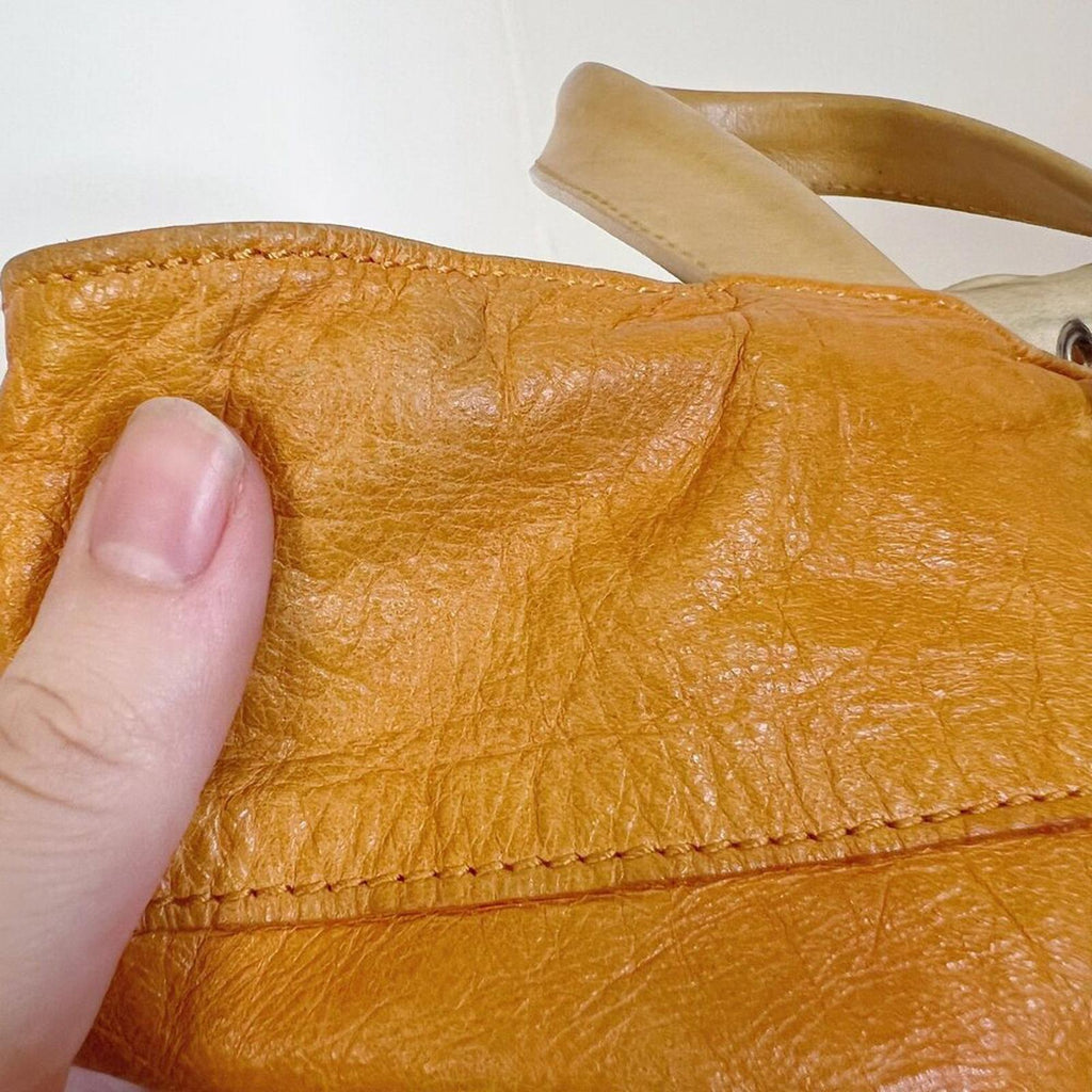 Maurizio Taiuti Italian Orange Leather Handbag Crossbody Purse