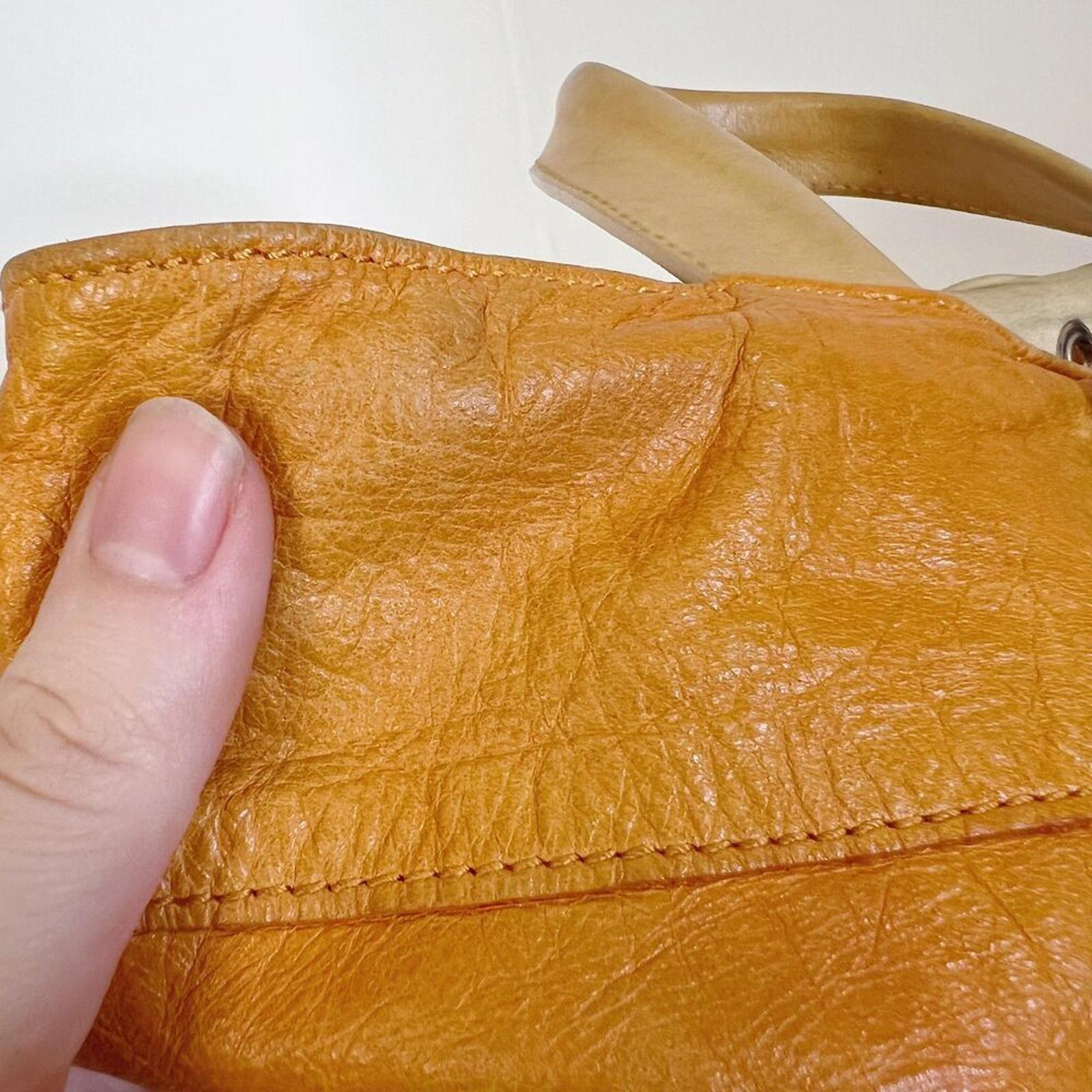 Maurizio Taiuti Italian Orange Leather Handbag Crossbody Purse
