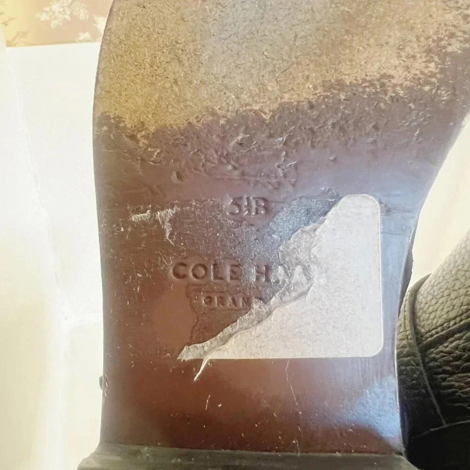 Cole Haan Pearlie Black Pebbled Leather Riding Boot With Buckle Women's Size 5.5