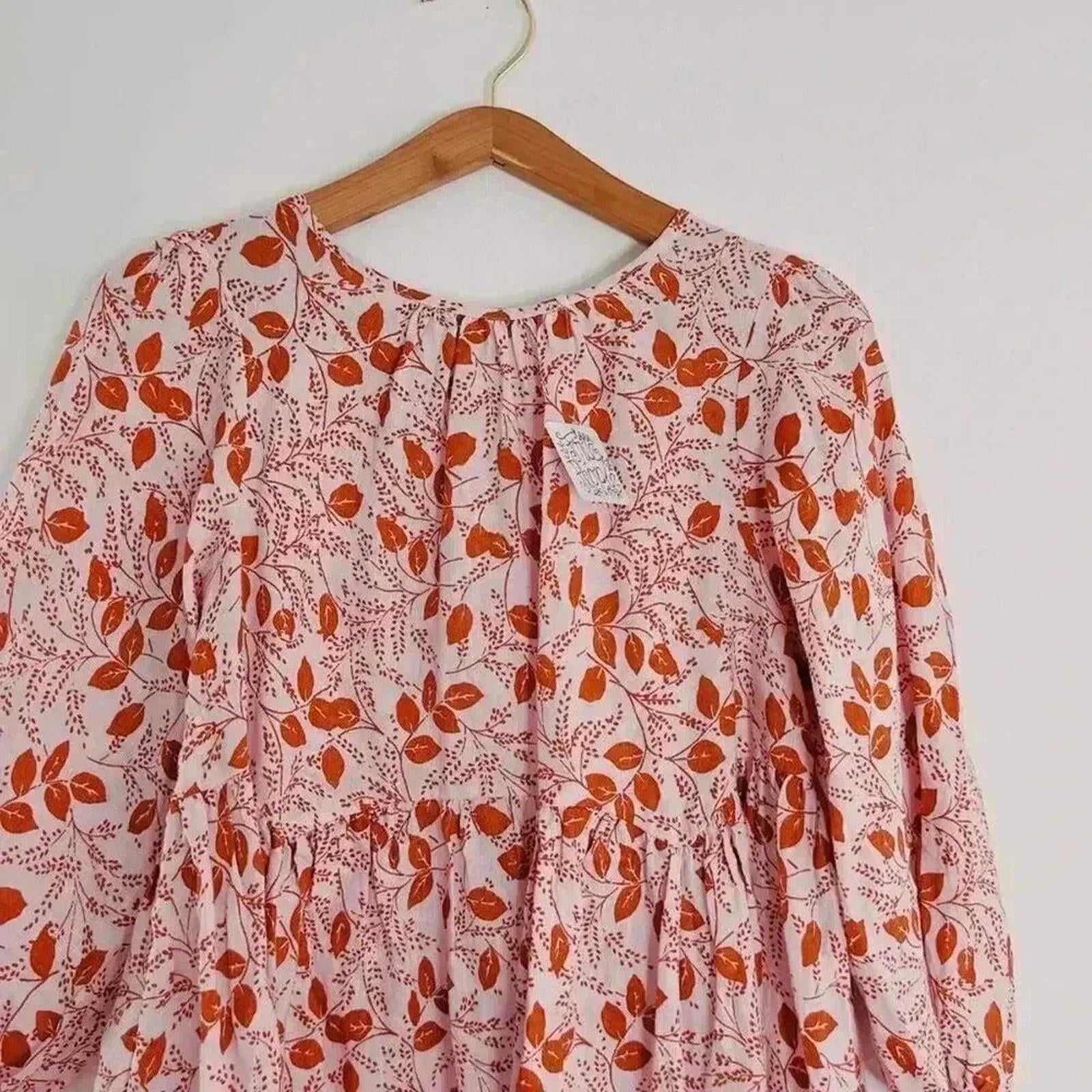 NWT Free People Paper Hearts Light Pink Floral Babydoll Dress Boho Size S