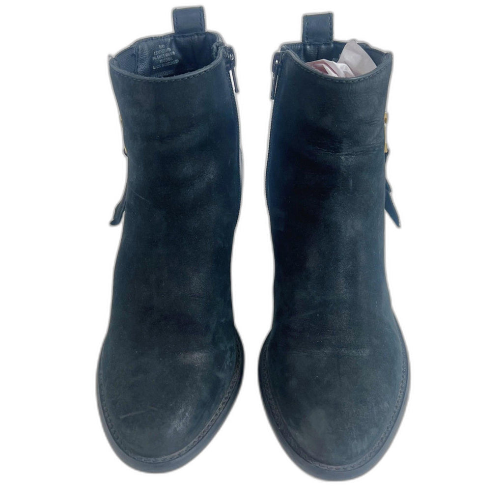 Steve Madden Wantagh Black Leather Suede Booties Ankle Boots Size 9
