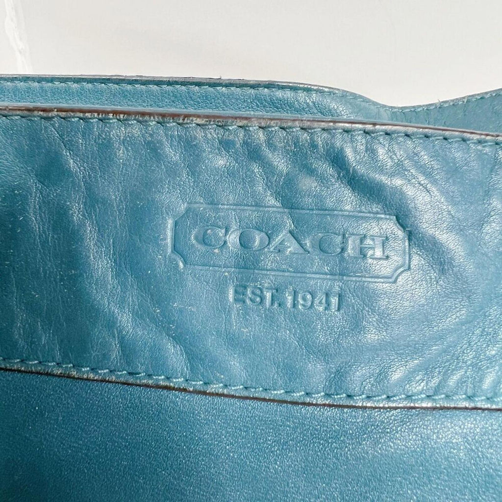 Vintage Coach Leather Hobo Bag Tosca Teal Blue Shoulder Bag Purse