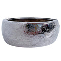 Vintage Floral Etched Silver Cuff Hinged Bracelet Boho Bohemian