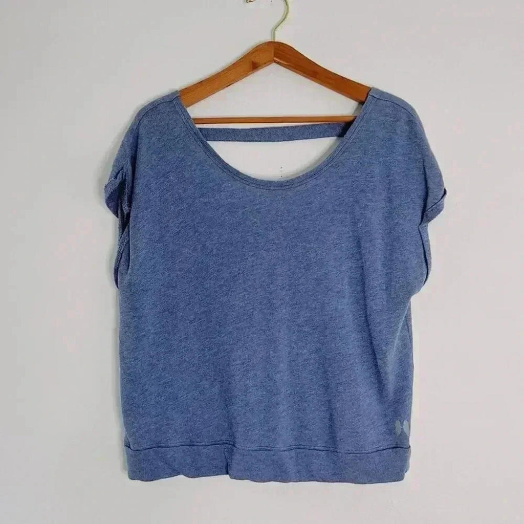 Victoria's Secret VS Blue Terrycloth Relaxed Fit Tee Open Back Loungewear Size L