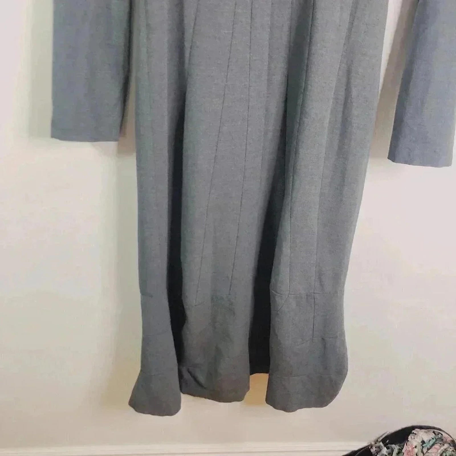Vintage 90s Obzee by Kang Jin Young Grey Midi Dress Minimalist Brutalist Size 14
