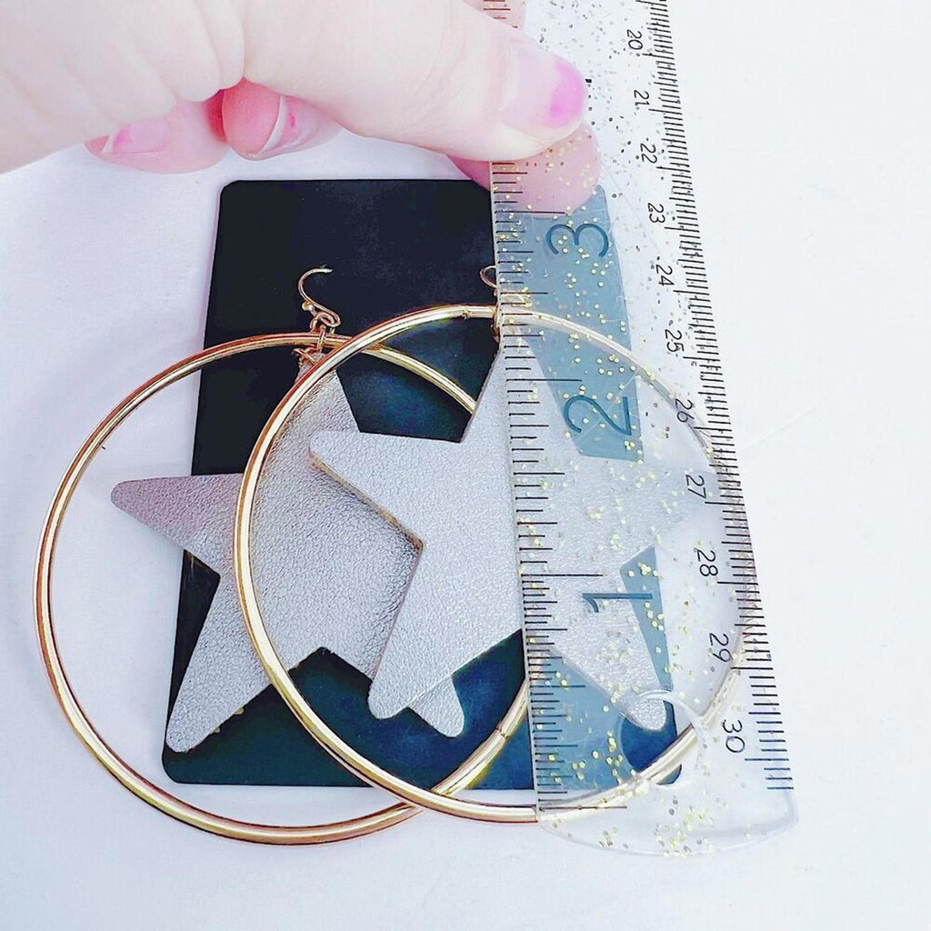 Silver Star Gold Hoop Statement Earrings