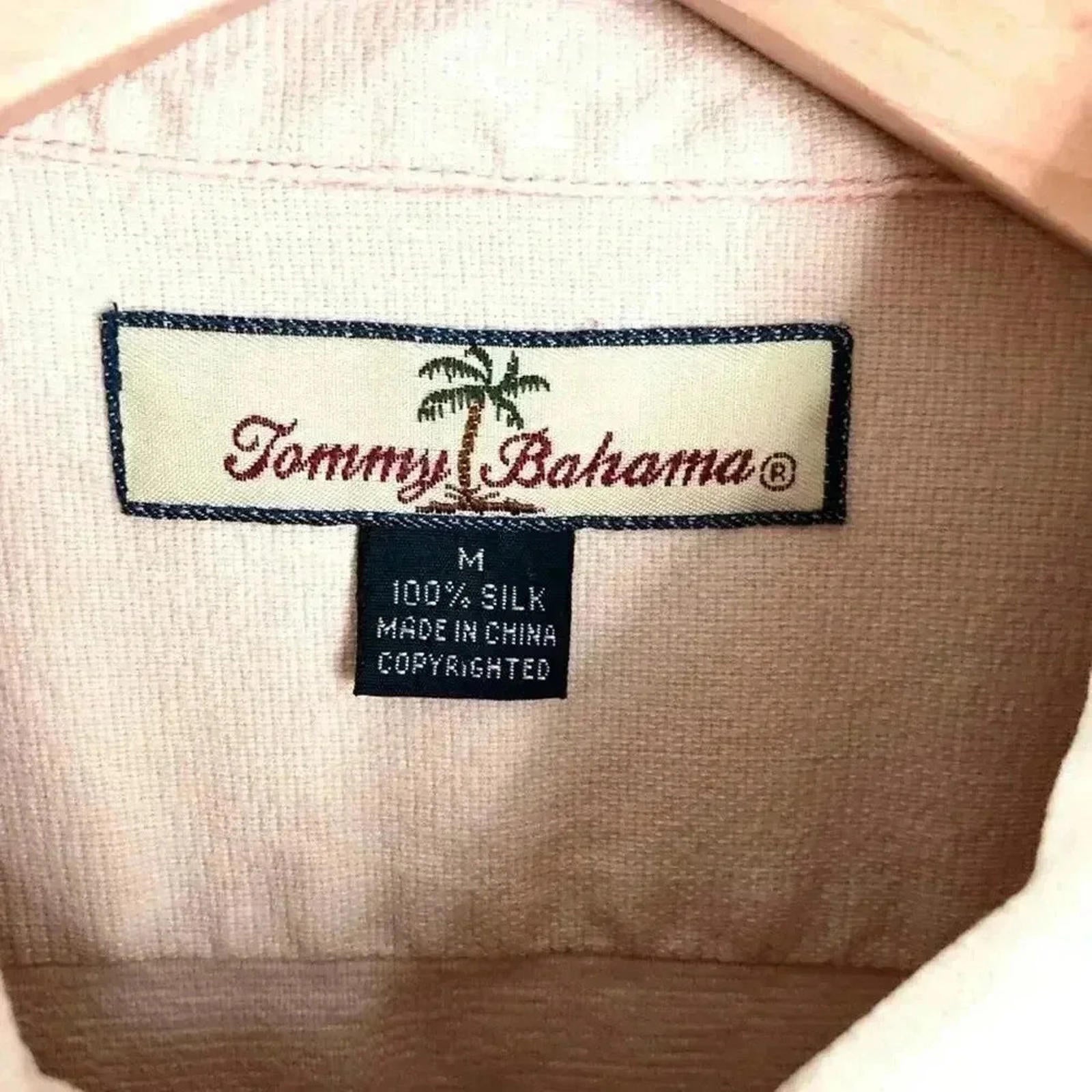 Tommy Bahama Silk Tan Beige Button Down Cigar Club Shirt Men's Size M