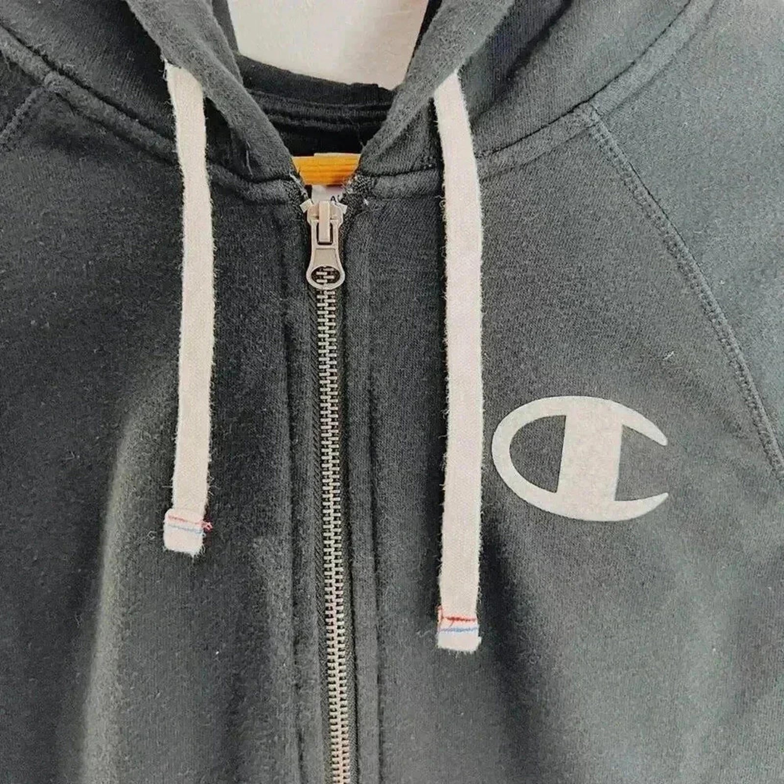 Champion Black Zip Up Hoodie Logo Women's Size L