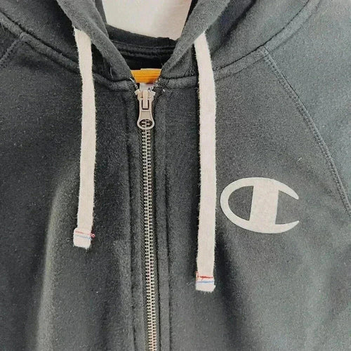 Champion Black Zip Up Hoodie Logo Women's Size L
