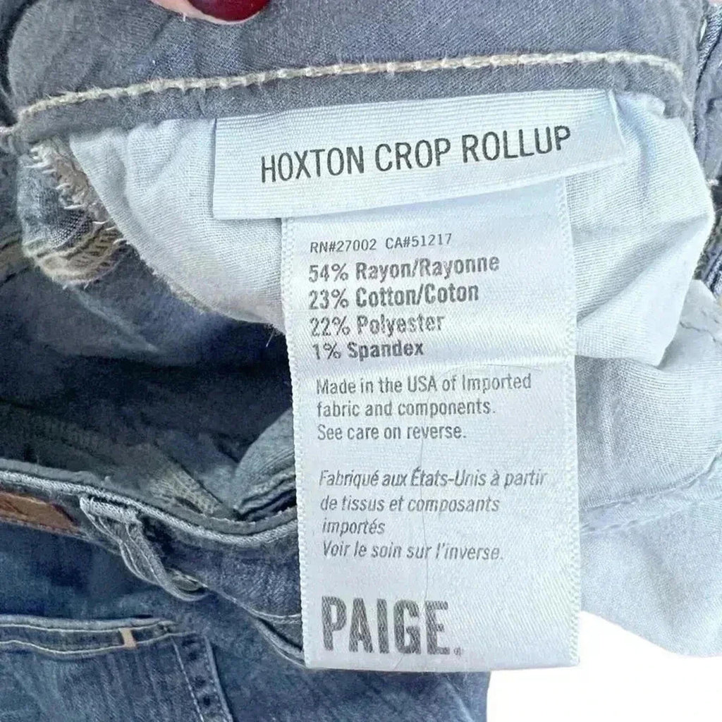 Paige Hoxton Crop Rollup Dark Wash Midrise Skinny Jeans Mid Rise Women's Size 28