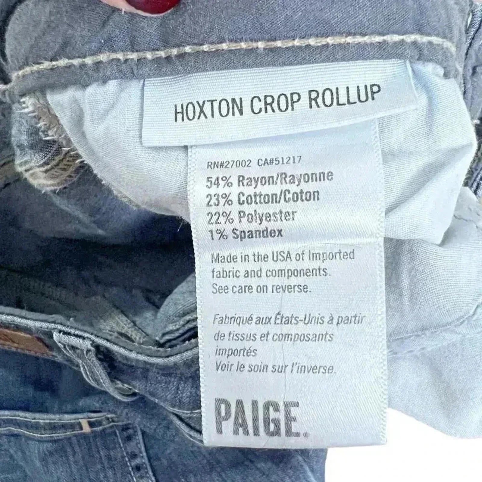 Paige Hoxton Crop Rollup Dark Wash Midrise Skinny Jeans Mid Rise Women's Size 28