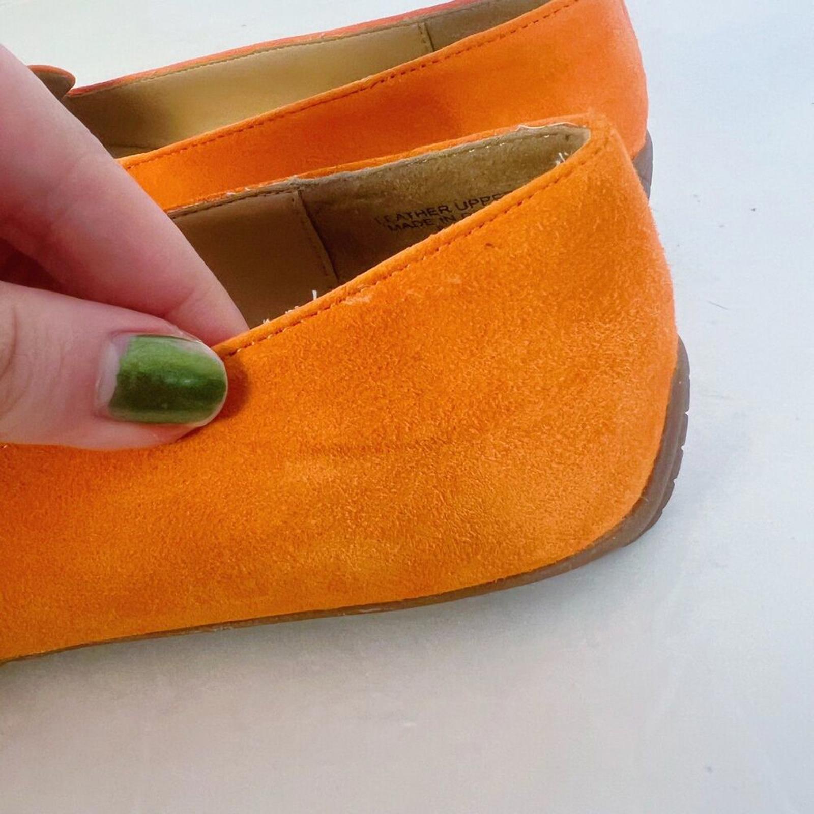 Talbots Francesca Link Suede Driving Flats Orange Pointed Toe Size 8.5