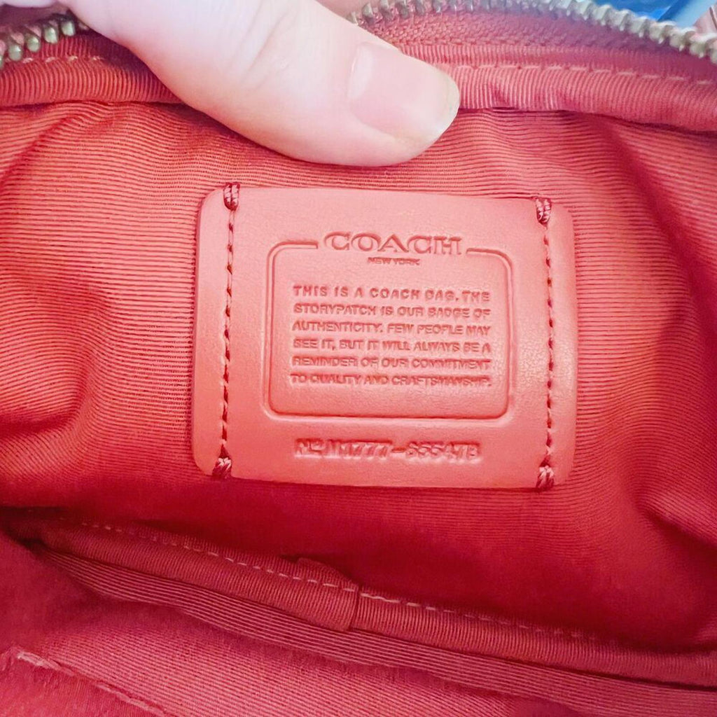 NWOT Coach Pebbled Leather Coral Crossbody Camera Bag Double Zipper Wristlet