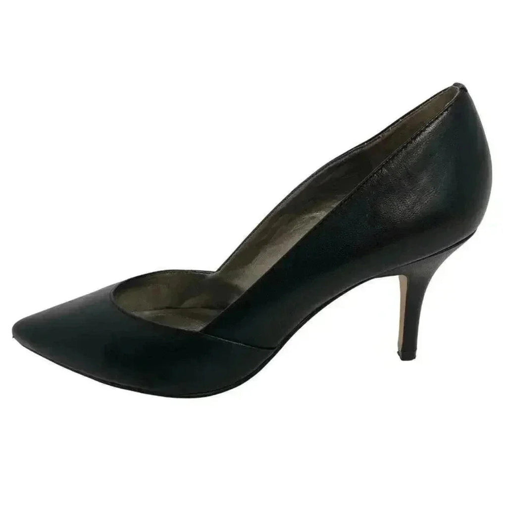 Tahari Carat Black Pointed Toe Stiletto Black Leather Heels Pumps Size 9.5