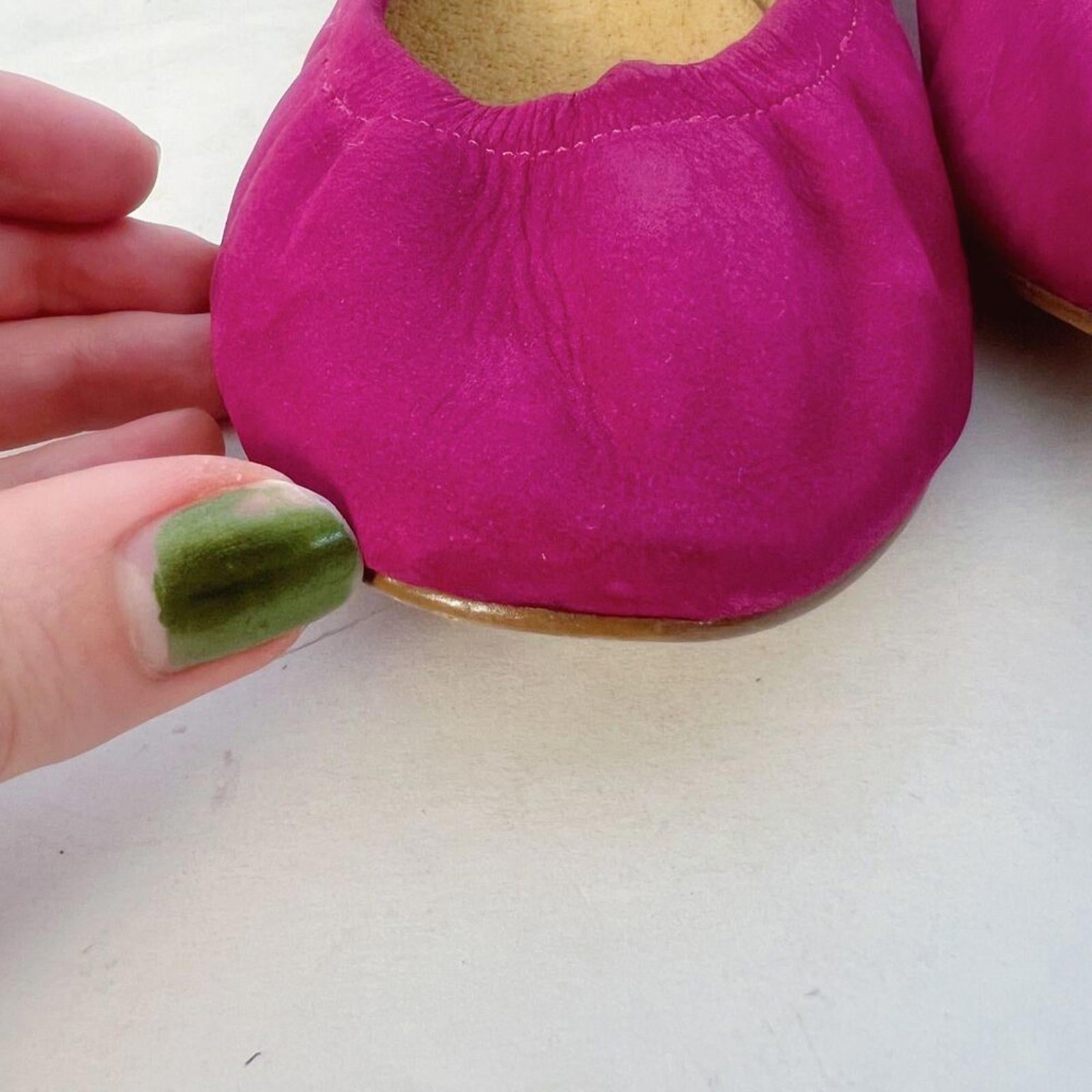 Jasper & Jeera Pink Suede Heeled Ballet Shoes Women's size 9
