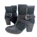 Aquatalia by Marvin K Fawn Black Leather Suede Perforated Ankle Boot Size 8