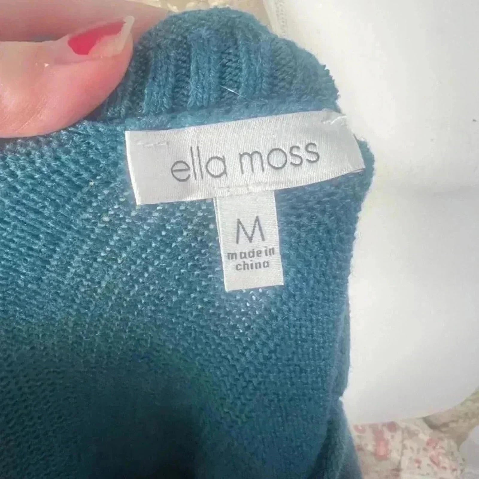 Ella Moss Teal Green Blue Crewneck Sweater Knit Women's Size M