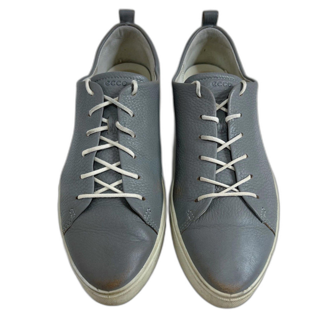 Ecco Gillian Grey Leather Lace Up Sneakers in Wild Dove Size 10-10.5