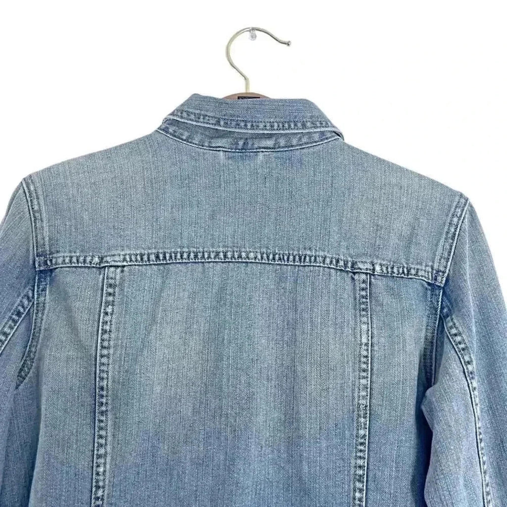 GAP Distressed Medium Wash Denim Jacket Women's Size M
