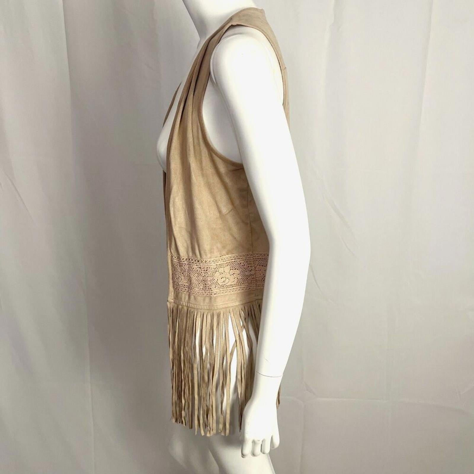 Maurices Faux Suede Tan Fringe Vest Boho Chic Western Country Women's Size M