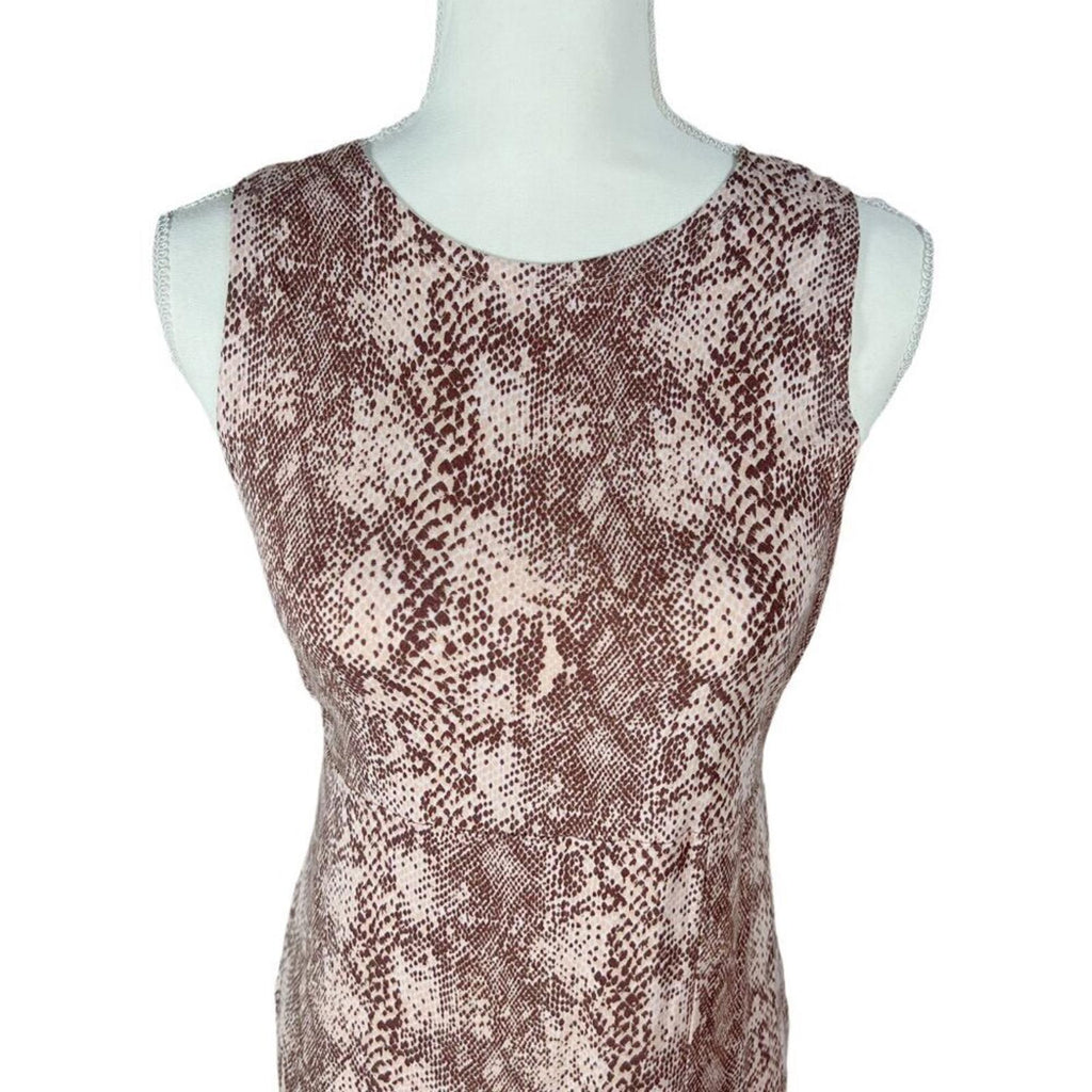 Urban Outfitters UO  Pink and Brown Snakeprint Midi Dress Slit Women's Size M