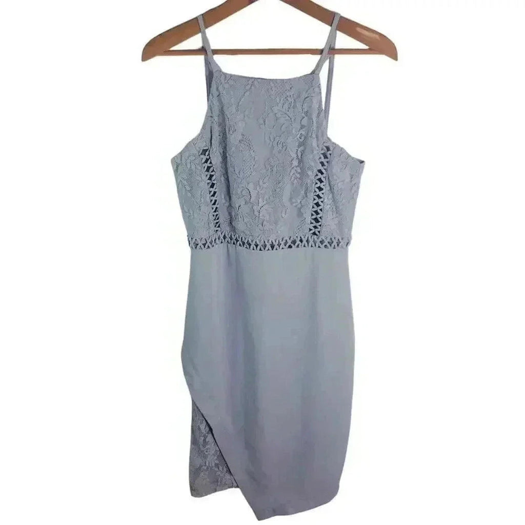 Soieblu Periwinkle Blue Purple Mini Dress Lace Detailing Women's Size M