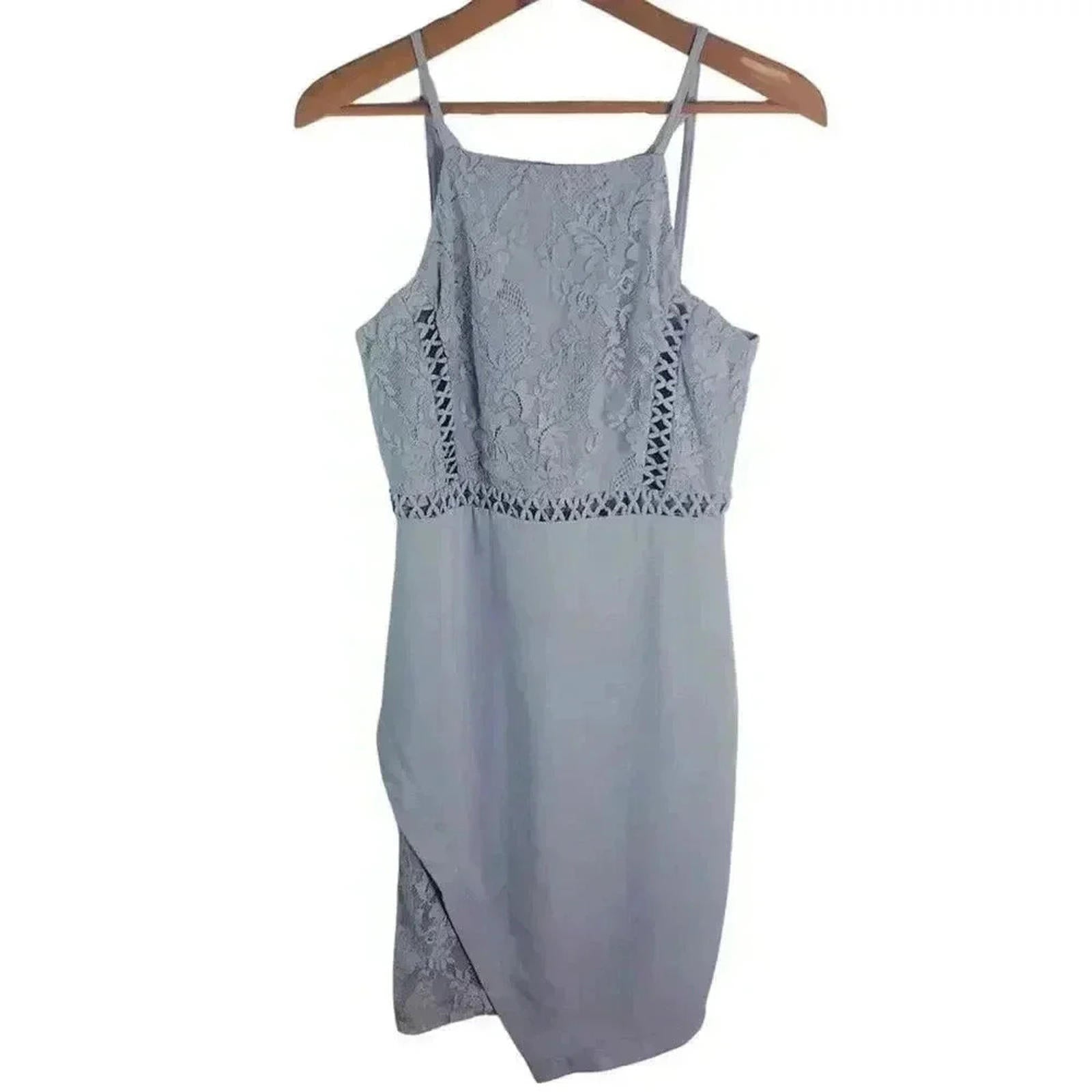 Soieblu Periwinkle Blue Purple Mini Dress Lace Detailing Women's Size M