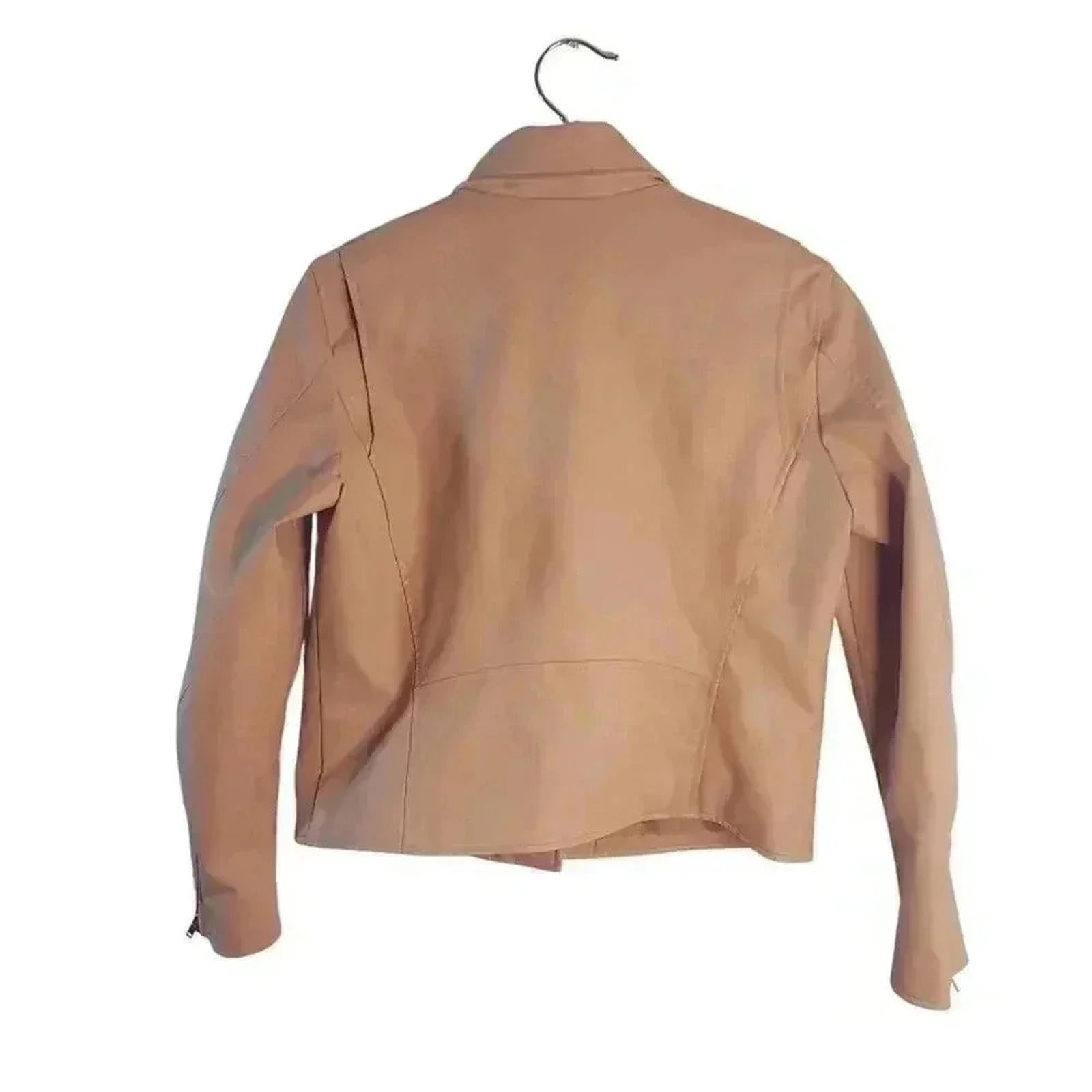 Light Pink Faux Leather Uniqlo Moto Jacket Women's Size M