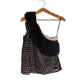 J Crew One Shoulder Black Eyelet Asymmetrical Blouse Lace Women's Size 8