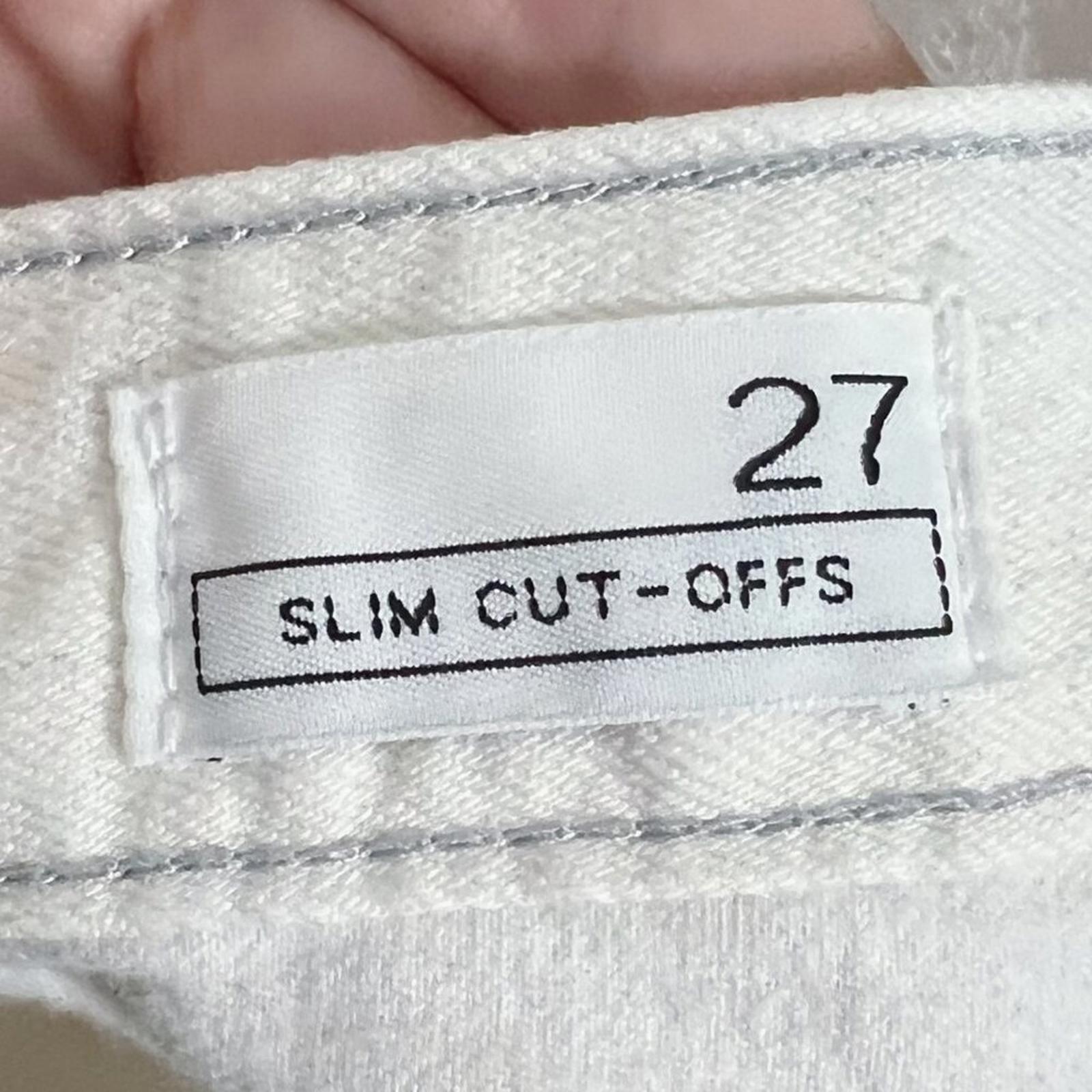GAP High Rise Slim Cut-Offs Bleached White Denim Shorts Distressed Size 27