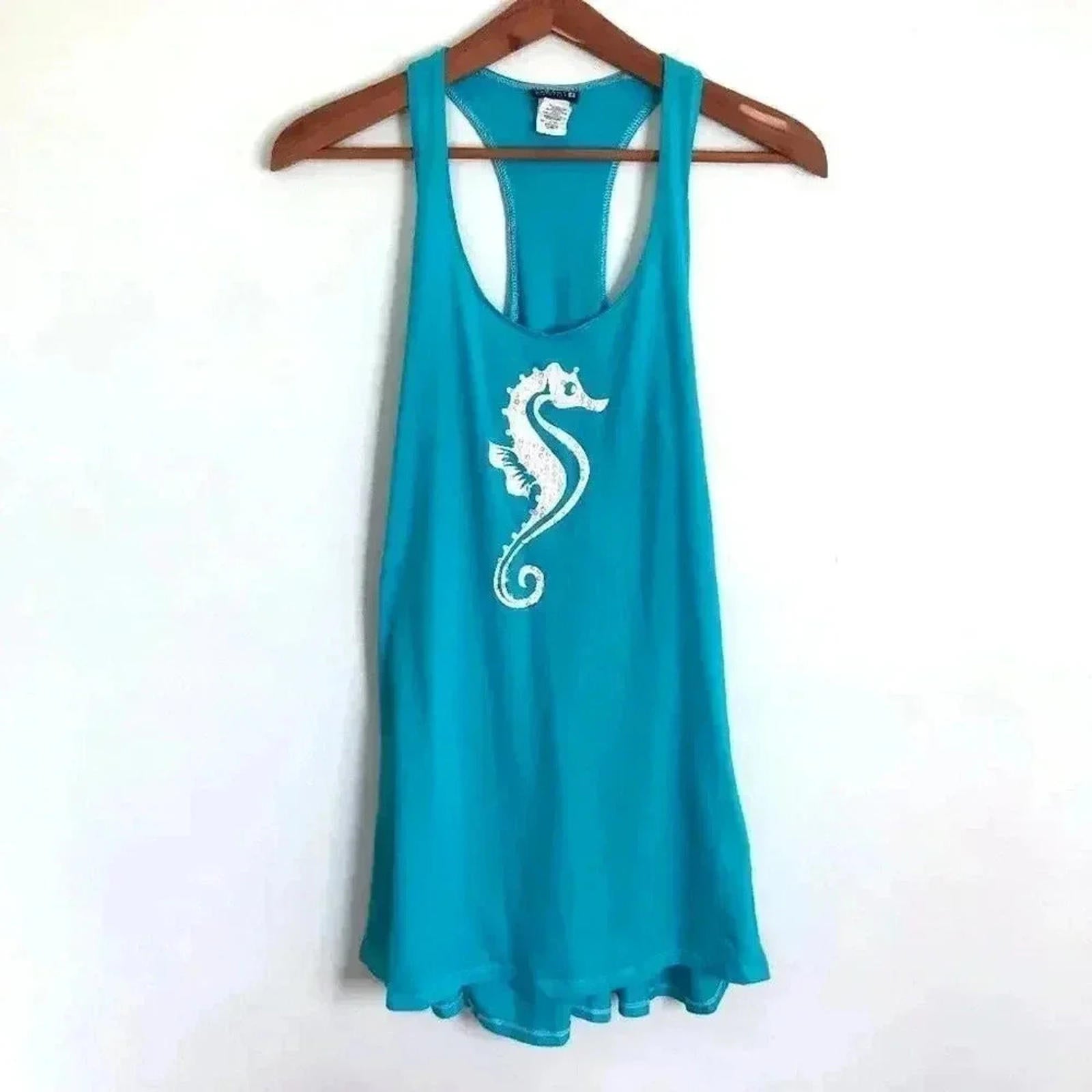 Sperry Sequin Seahorse Tank Dress Swim Coverup Beach Vacation Women's Size S
