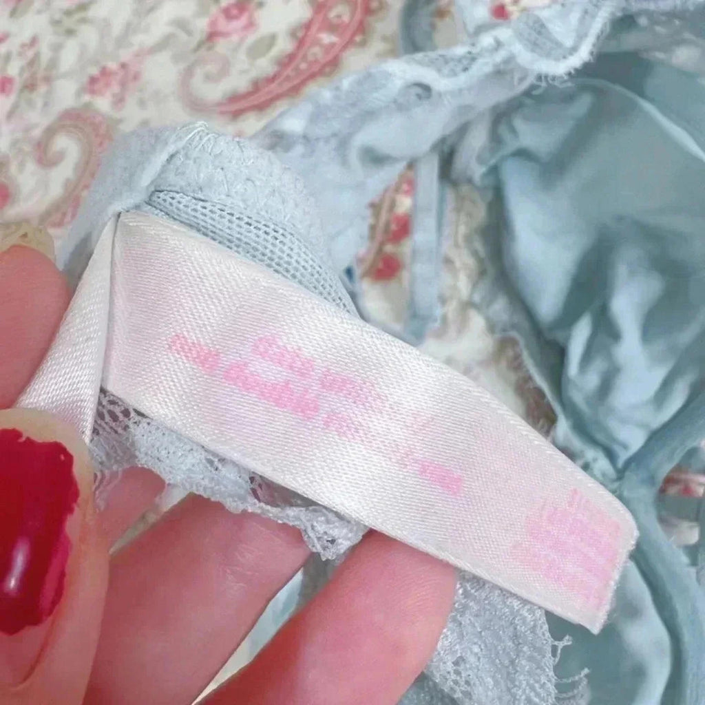 PINK by Victoria's Secret Light Blue Date Unlined Lace Bralette Size S