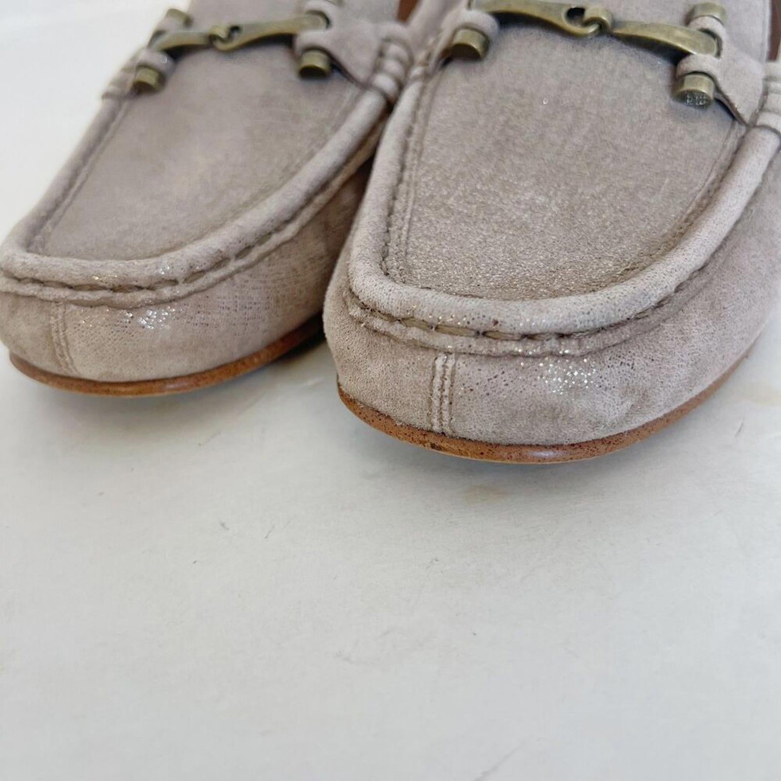 Donald J. Pliner Filo Tan Champagne Metallic Horsebit Loafers Women's Size 10