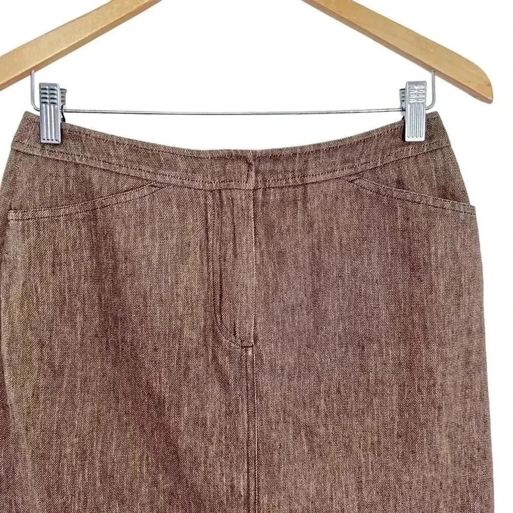 y2k Vintage Max Mara Brown Pencil Skirt Women's Size 8 Office Siren