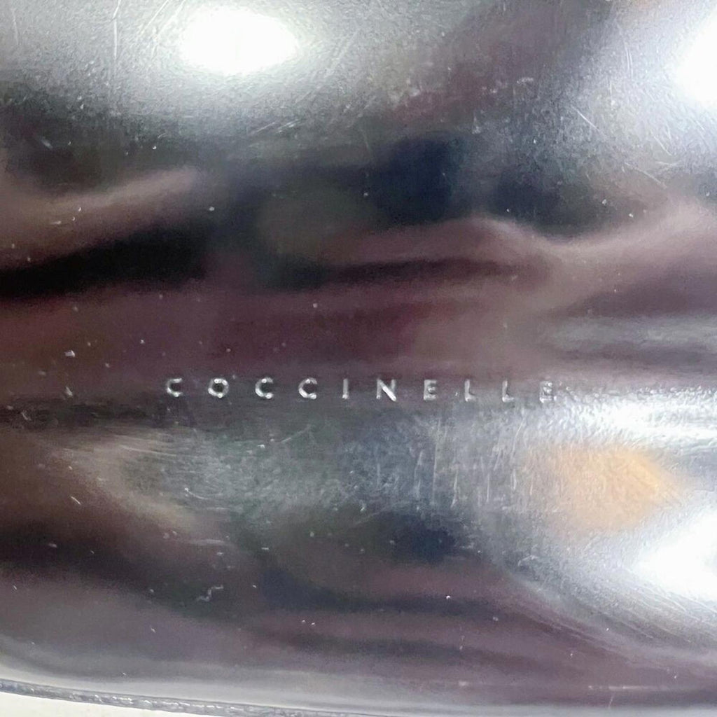 Coccinelle Black Patent Leather Shoulder Bag Purse y2k Contemporary Sleek