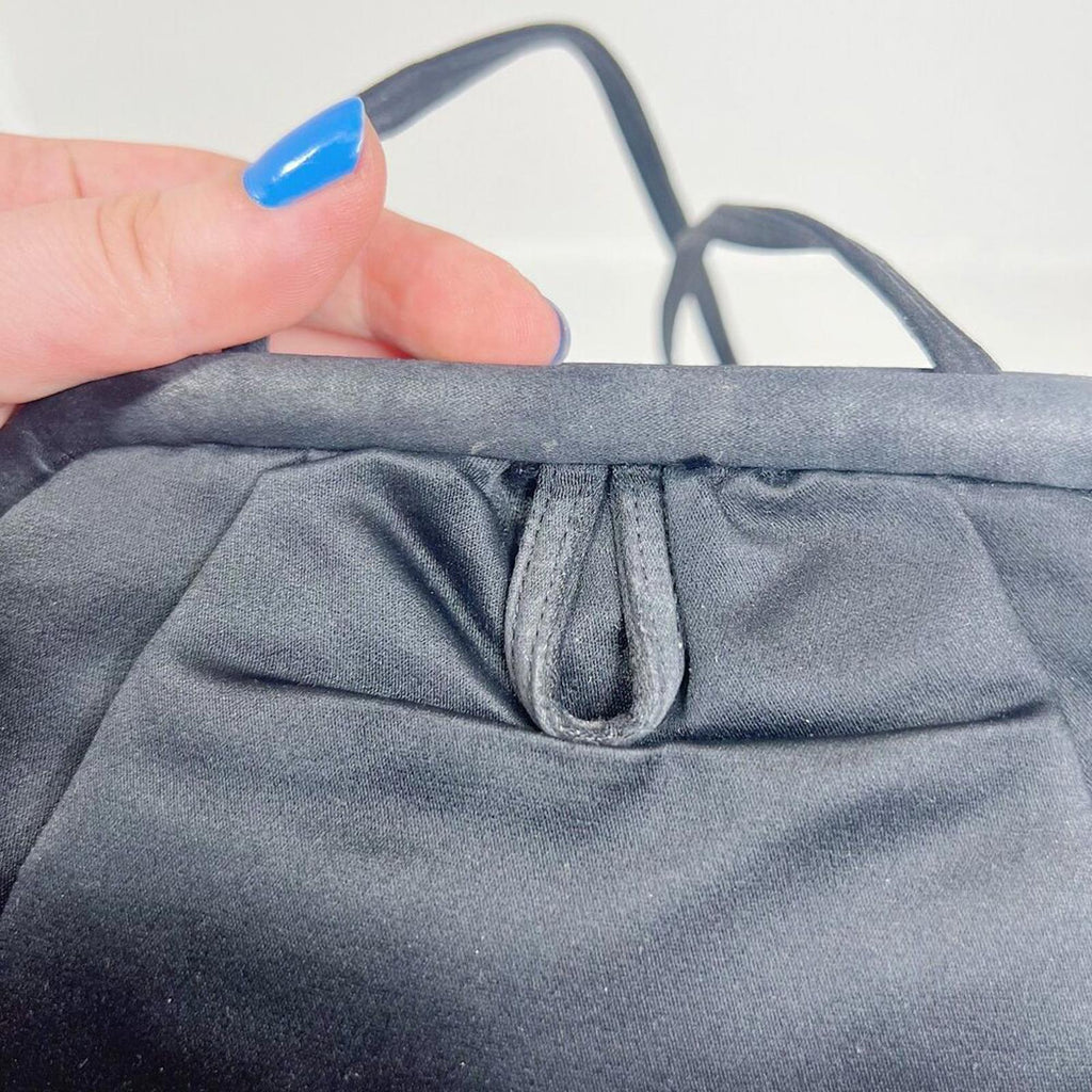 Vintage Sharif Black Satin Evening Bag Clasp Shoulder Bag