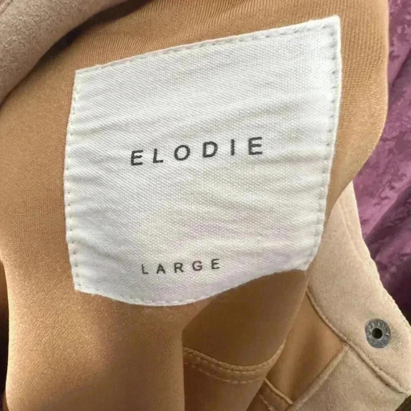 ELODIE Women's Sueded Snap Front Utility Jacket with Chest Pocket Size L