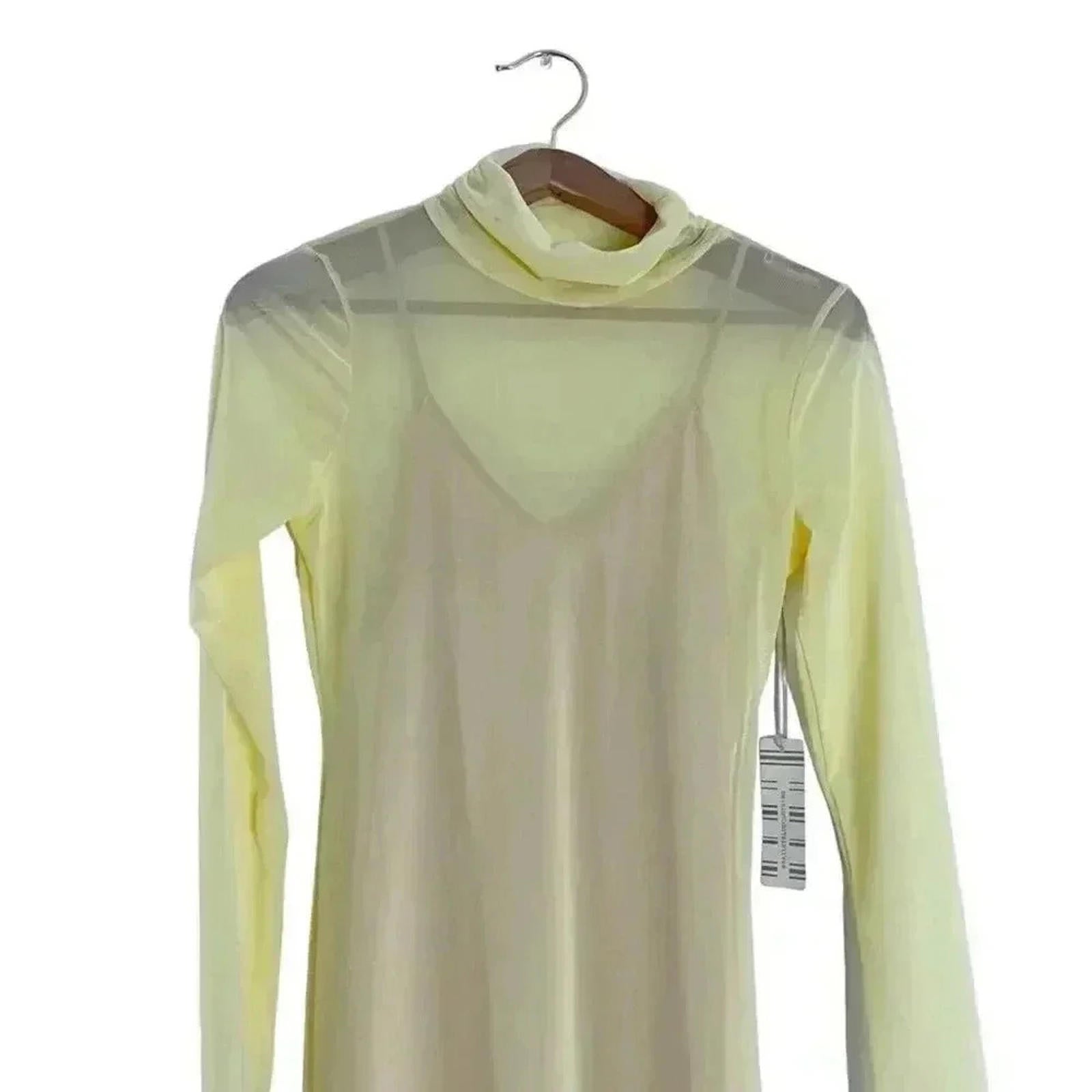 NWT Bailey Blue Yellow Mesh Turtleneck Long Sleeve Dress Women's Size M